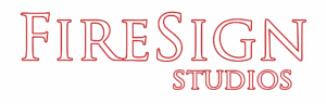 Firesign studios burgandy white logo